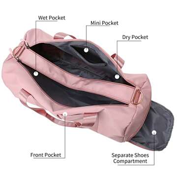 Sports Gym Bag Travel Duffel Bag for Women and Men Waterproof Weekender Overnight Tote Carry On Bag ...