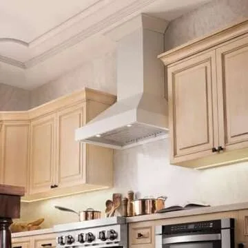 ZLINE 30 in. Wooden Wall Mount Range Hood in Cottage White - Includes Motor