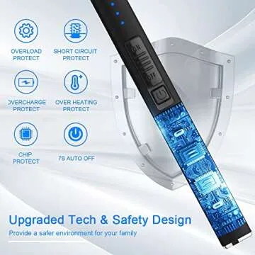 JETPRO Electric Arc Windproof Lighter Flameless USB Rechargeable Lighter with Safety Lock for Candle BBQ Camping (Black)