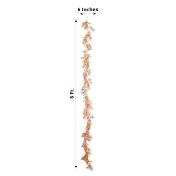 Efavormart 6ft Metallic Gold Artificial Boxwood Leaf Table Garland, Faux Decorative Hanging Vine