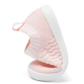 MORENDL Toddler Shoes Baby Walking Sock Shoes Non-Slip Breathable Boys & Girls Sneakers Infant Tennis Shoes Pink 6-9 Months Size 3.5