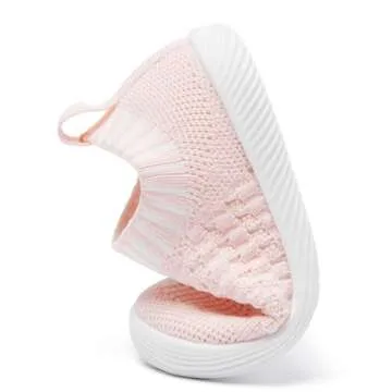 MORENDL Toddler Shoes Baby Walking Sock Shoes Non-Slip Breathable Boys & Girls Sneakers Infant Tennis Shoes Pink 6-9 Months Size 3.5