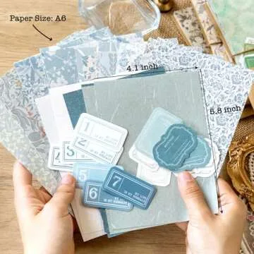 240 Pcs Vintage Floral Scrapbook Paper & Textured Paper & Label Journaling Stickers Assorted Set - 6 Pack Mixed Special Paper for Scrapbooking Planner Junk Journal Supplies Collage 4.1x5.8 Inch A6