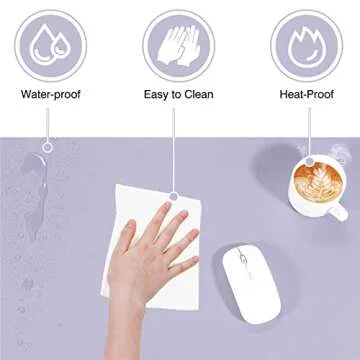 TOWWI Dual Sided Desk Pad, Large Desk Mat, Waterproof Desk Blotter Protector Mouse Pad, Leather Desk Pad Large for Keyboard and Mouse (36" x 17", Purple/Purple)