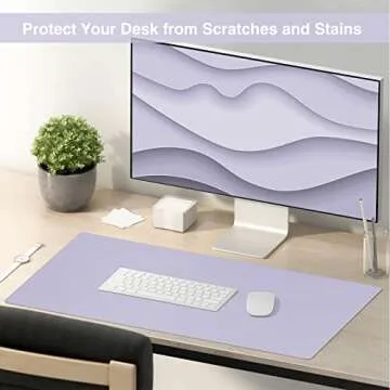 TOWWI Dual Sided Desk Pad, Large Desk Mat, Waterproof Desk Blotter Protector Mouse Pad, Leather Desk Pad Large for Keyboard and Mouse (36" x 17", Purple/Purple)