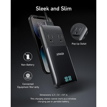 Anker Prime 6-in-1 USB C Charging Station, 140W Compact Power Strip for Work and Travel, 5 ft Detachable Extension Cord with 6 Ports, for iPhone 15/15 Plus/15 Pro/15 Pro Max(Non-Battery, Non-Wireless)