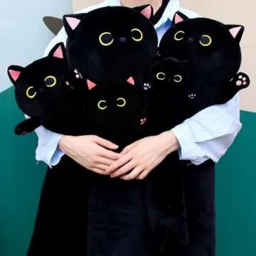 MUFEIRUO Long Cat Plush Long Cat Body Pillow, 33" Cute Black Cat Stuffed Animals Cat Plushie, Soft Cartoon Cat Plush Pillow Kawaii Stuffed Cat Toys for Kids Girls Boys,Gifts for Birthday Halloween