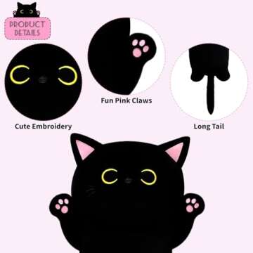 MUFEIRUO Long Cat Plush Long Cat Body Pillow, 33" Cute Black Cat Stuffed Animals Cat Plushie, Soft Cartoon Cat Plush Pillow Kawaii Stuffed Cat Toys for Kids Girls Boys,Gifts for Birthday Halloween