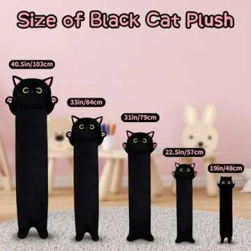 MUFEIRUO Long Cat Plush Long Cat Body Pillow, 33" Cute Black Cat Stuffed Animals Cat Plushie, Soft Cartoon Cat Plush Pillow Kawaii Stuffed Cat Toys for Kids Girls Boys,Gifts for Birthday Halloween