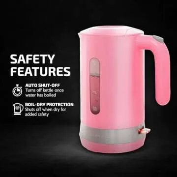 OVENTE Electric Kettle Hot Water Heater 1.8 Liter - BPA Free Fast Boiling Cordless Water Warmer - Auto Shut Off Instant Water Boiler for Coffee & Tea Pot - Pink KP413P
