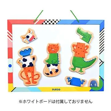 DJECO Crazy Animal Mix & Match Wooden Magnets - Cute Animal Toys for Toddlers - Fun & Creative Activity for Family & Friends - Magnetic Toy for Children 2+ Years Girls & Boys