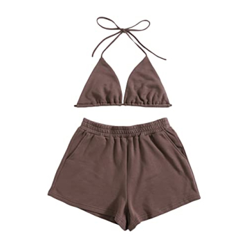 Verdusa Women's 2 Piece Outfit - Stylish Halter Top & Shorts Set