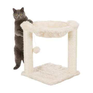 TRIXIE Baza Scratching Post with Hammock | 16" Base, Cream, Small