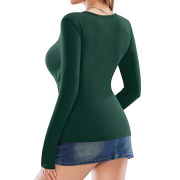 MANGOPOP Women's Cross Wrap Ruched Plunge Sexy Deep V Neck Slim Fit Long Sleeve T Shirt Tunic Tops T...