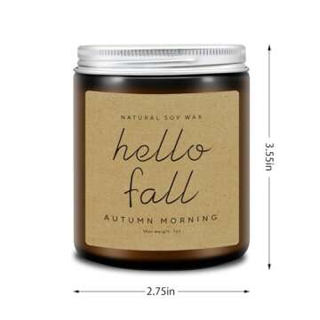 Fall Decorations for Home - Fall Candles, Fall Gifts for Women, Natural Soy Wax Autumn Morning Scented Candles