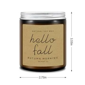 Fall Decorations for Home - Fall Candles, Fall Gifts for Women, Natural Soy Wax Autumn Morning Scented Candles