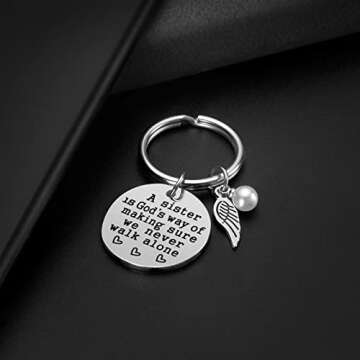 Sister Gift - A Sister is God's Way of Making Sure We Never Walk Alone Sister Keychain Sister Jewelry Christmas Birthday Gifts for Sisters from Sister