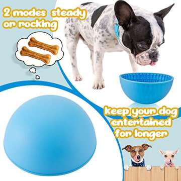 Patelai 2 Pcs Dog Enrichment Lick Bowls Silicone Freeze Bowls Interactive Cat Licking Mats Slow Feeders for Pet Oral Health Boredom Anxiety Relief, Wobble or Stay Put(Blue, Orange,Bone)