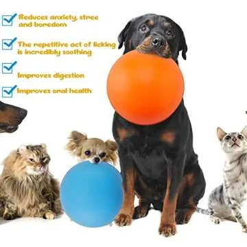 Patelai 2 Pcs Dog Enrichment Lick Bowls Silicone Freeze Bowls Interactive Cat Licking Mats Slow Feeders for Pet Oral Health Boredom Anxiety Relief, Wobble or Stay Put(Blue, Orange,Bone)