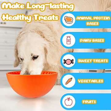 Patelai 2 Pcs Dog Enrichment Lick Bowls Silicone Freeze Bowls Interactive Cat Licking Mats Slow Feeders for Pet Oral Health Boredom Anxiety Relief, Wobble or Stay Put(Blue, Orange,Bone)