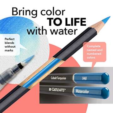 Castle Art Supplies “Botanical” Themed Watercolour Pencils Set | 24 Premium Quality, Selected Vibrant Colours | Draw and Paint at the Same Time | For Adult Artists and Gifting | In Special Tin Box