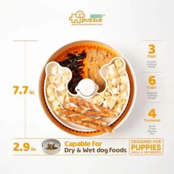 Puzzle Feeder Slow Feeder Dog Bowls, Rich Texture Dog Lick Bowls, Enrichment Puppy Bowls for Small Dogs, 4 Modes, 3 Detachable Parts, Adjustable Feeding Speeds