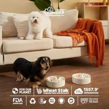 Puzzle Feeder Slow Feeder Dog Bowls, Rich Texture Dog Lick Bowls, Enrichment Puppy Bowls for Small Dogs, 4 Modes, 3 Detachable Parts, Adjustable Feeding Speeds