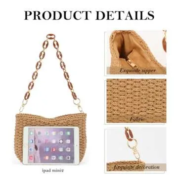 GOKTOW Straw Purse Bag for Summer Travel and Beach