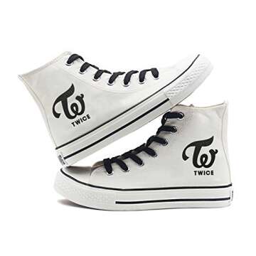 Fanstown Kpop Sneakers Canvas Shoes Womens' Size White Fanshion Memeber Hiphop Style Fan Support wit...