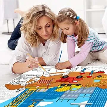 Construction Giant Coloring Poster for Kids Large Coloring Tablecloth Activity Drawing Roll Paper Books Sheets Page Table Cover Art Crafts for Classroom Home Gift Birthday Party Supplies Decoration