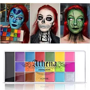 UCANBE Face Body Paint Set - Athena Palette with 20 Colors & Brushes for Halloween and Cosplay