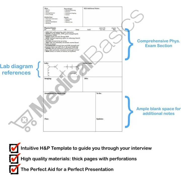 H&P Notebook - 100 Medical Templates for Professionals