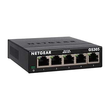 NETGEAR 5-Port Gigabit Ethernet Unmanaged Essentials Switch (GS305) - Home Network Hub, Office Ether...