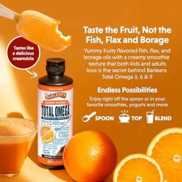 Barlean's Total Omega 3 Fish Oil Liquid Supplement 16 oz