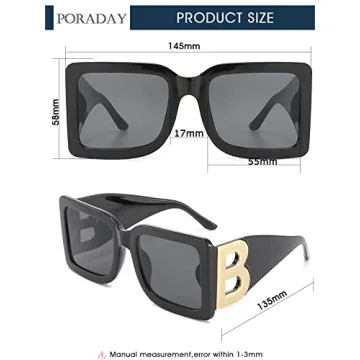 Stylish PORADAY Square Sunglasses with UV400 Protection