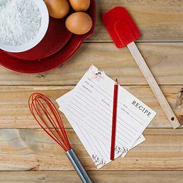 Avercado Set of 100 Thick Double Sided Recipe Cards 4x6 Inches | Floral Recipe Binder Cards for Wedding, Bridal Shower or Housewarming | Bulk and Blank Recipe Cards for Recipe Boxes - Easy to Write