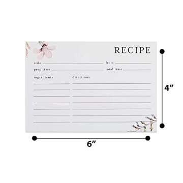 Avercado Set of 100 Thick Double Sided Recipe Cards 4x6 Inches | Floral Recipe Binder Cards for Wedding, Bridal Shower or Housewarming | Bulk and Blank Recipe Cards for Recipe Boxes - Easy to Write