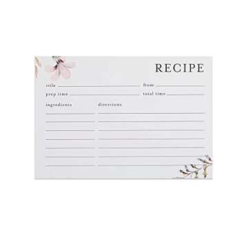 Avercado Set of 100 Thick Double Sided Recipe Cards 4x6 Inches | Floral Recipe Binder Cards for Wedding, Bridal Shower or Housewarming | Bulk and Blank Recipe Cards for Recipe Boxes - Easy to Write