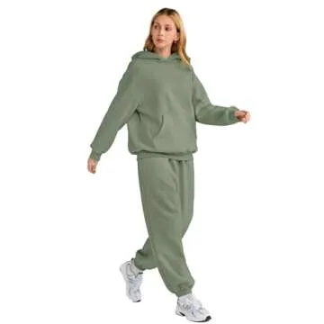 AUTOMET Sweatsuits Women 2 Piece Outfit Lounge Two Piece Sets Fall Fashion 2025 Tracksuits Oversized Sweatshirt and Sweatpants Casual Teen Girls Clothing Green S