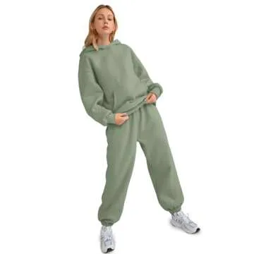 AUTOMET Sweatsuits Women 2 Piece Outfit Lounge Two Piece Sets Fall Fashion 2025 Tracksuits Oversized Sweatshirt and Sweatpants Casual Teen Girls Clothing Green S