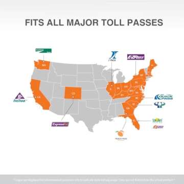AutoBoxClub EZ Pass Holder for Most US States - UV Protective, Easy to Install and Remove, Fits All Major Toll Passes