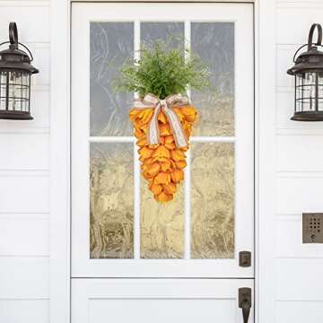 KI Store Tulip Carrot Wreath Orange Carrot Swag Easter Door Decoration Spring Decor for Door Window