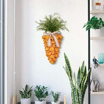 KI Store Tulip Carrot Wreath Orange Carrot Swag Easter Door Decoration Spring Decor for Door Window