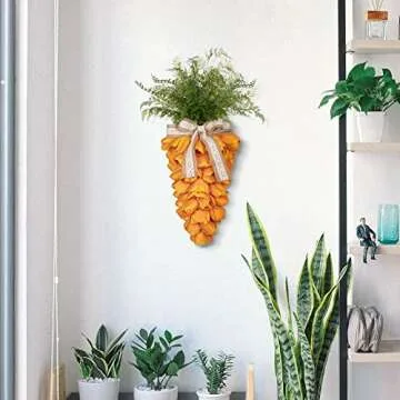 KI Store Tulip Carrot Wreath Orange Carrot Swag Easter Door Decoration Spring Decor for Door Window