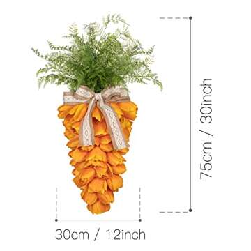 KI Store Tulip Carrot Wreath Orange Carrot Swag Easter Door Decoration Spring Decor for Door Window