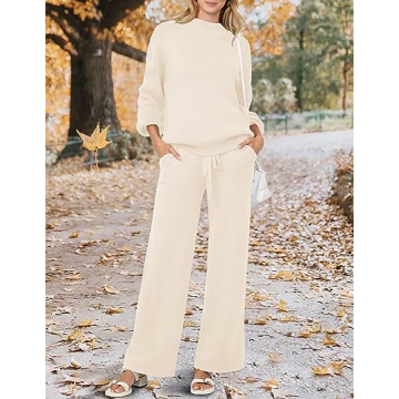 ZESICA 2 Piece Women's Sweater Set - Cozy Knit Lounge Outfit