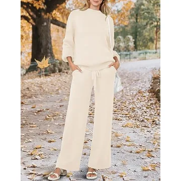 ZESICA 2 Piece Women's Sweater Set - Cozy Knit Lounge Outfit