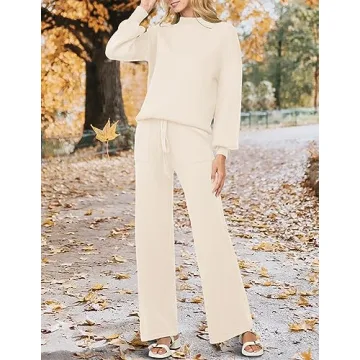 ZESICA 2 Piece Women's Sweater Set - Cozy Knit Lounge Outfit