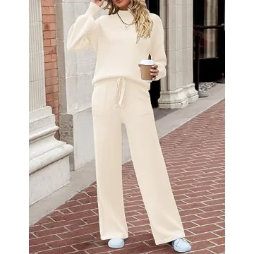 ZESICA 2 Piece Women's Sweater Set - Cozy Knit Lounge Outfit