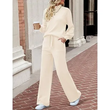 ZESICA 2 Piece Women's Sweater Set - Cozy Knit Lounge Outfit